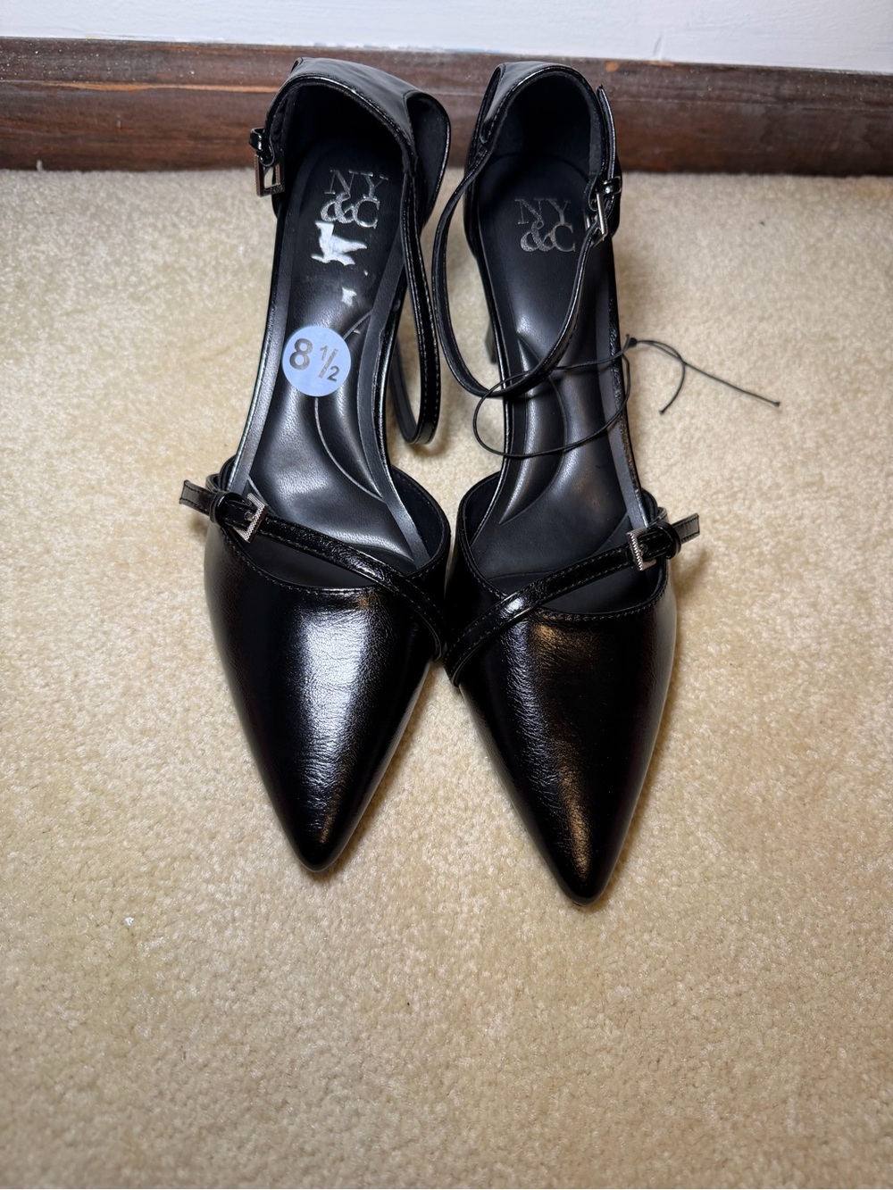 NY&C Black Pointed Toe
Buckle Ankle Strap Pumps Heels
Size 8.5